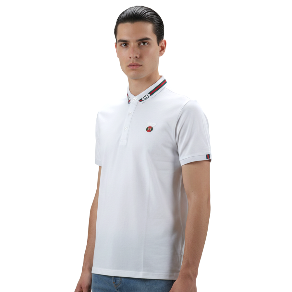 White Gucci Green Premium Quality Polo T-shirt