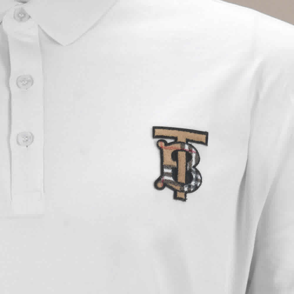 Burberry White Premium Quality Polo Tees-thumb-4