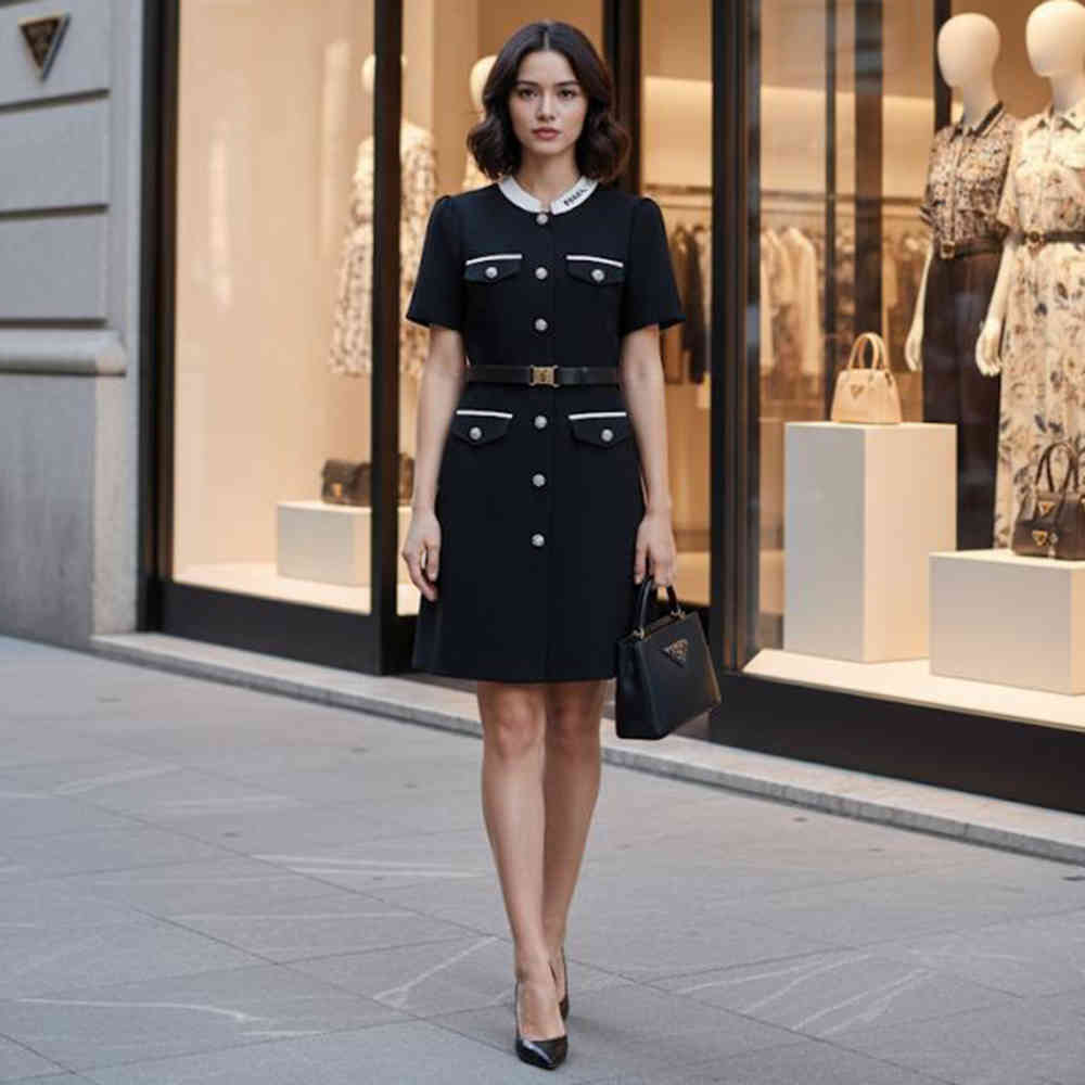 Prada Black Premium Quality Dress-thumb-2