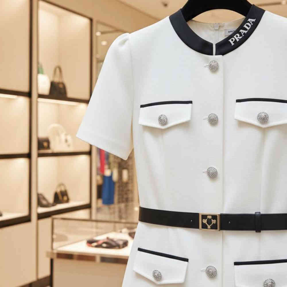 Prada White Premium Quality Dress-thumb-3