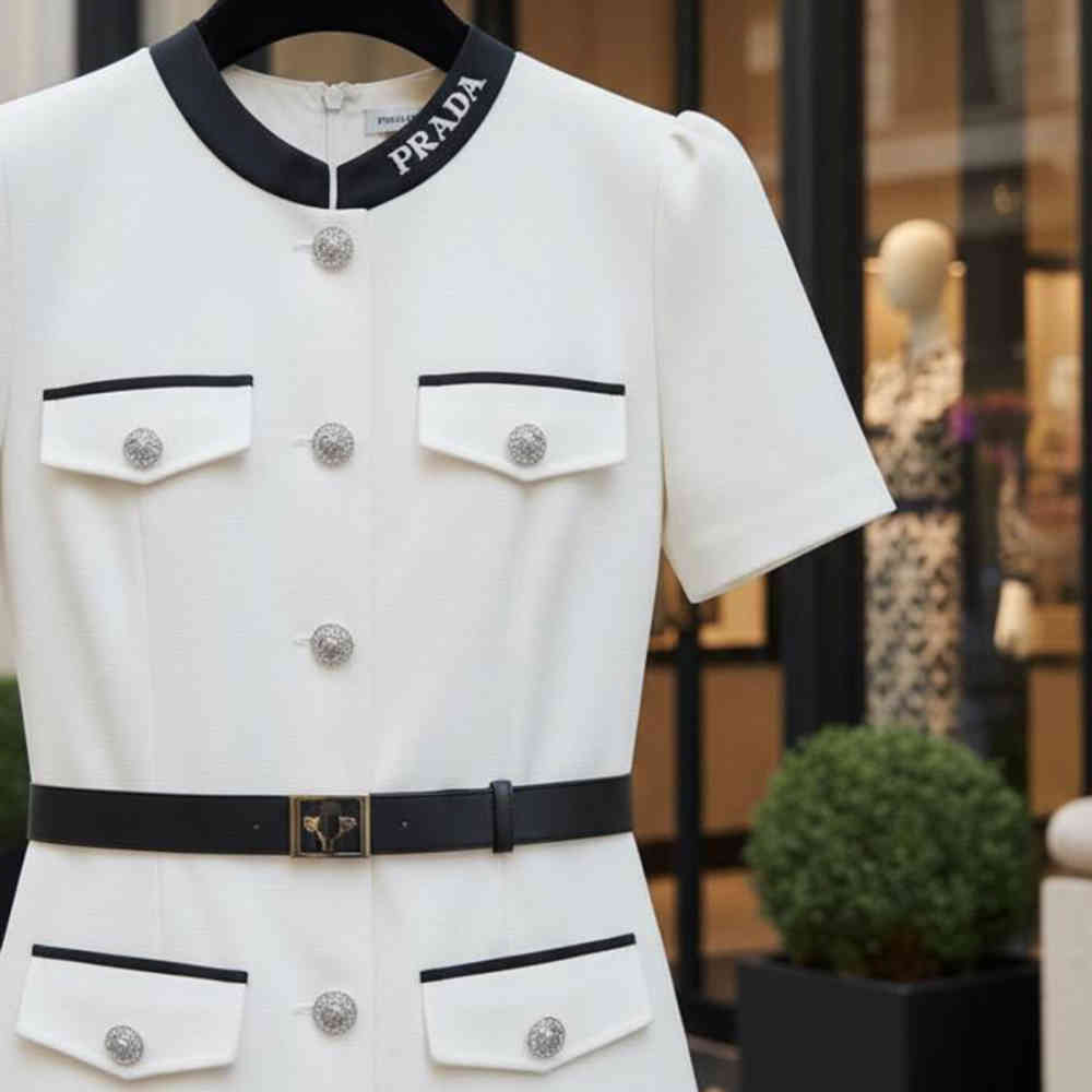 Prada White Premium Quality Dress-thumb-4