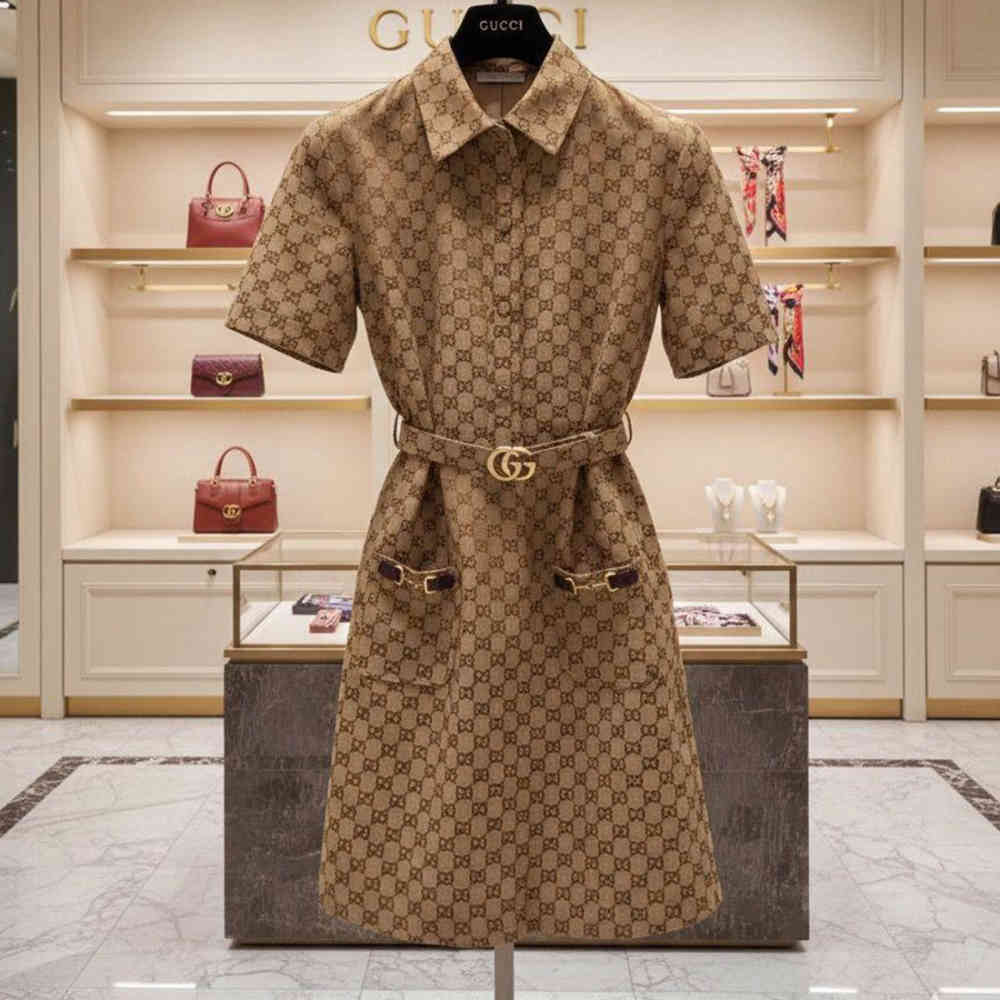 Gucci Brown Premium Quality Dress-thumb-2