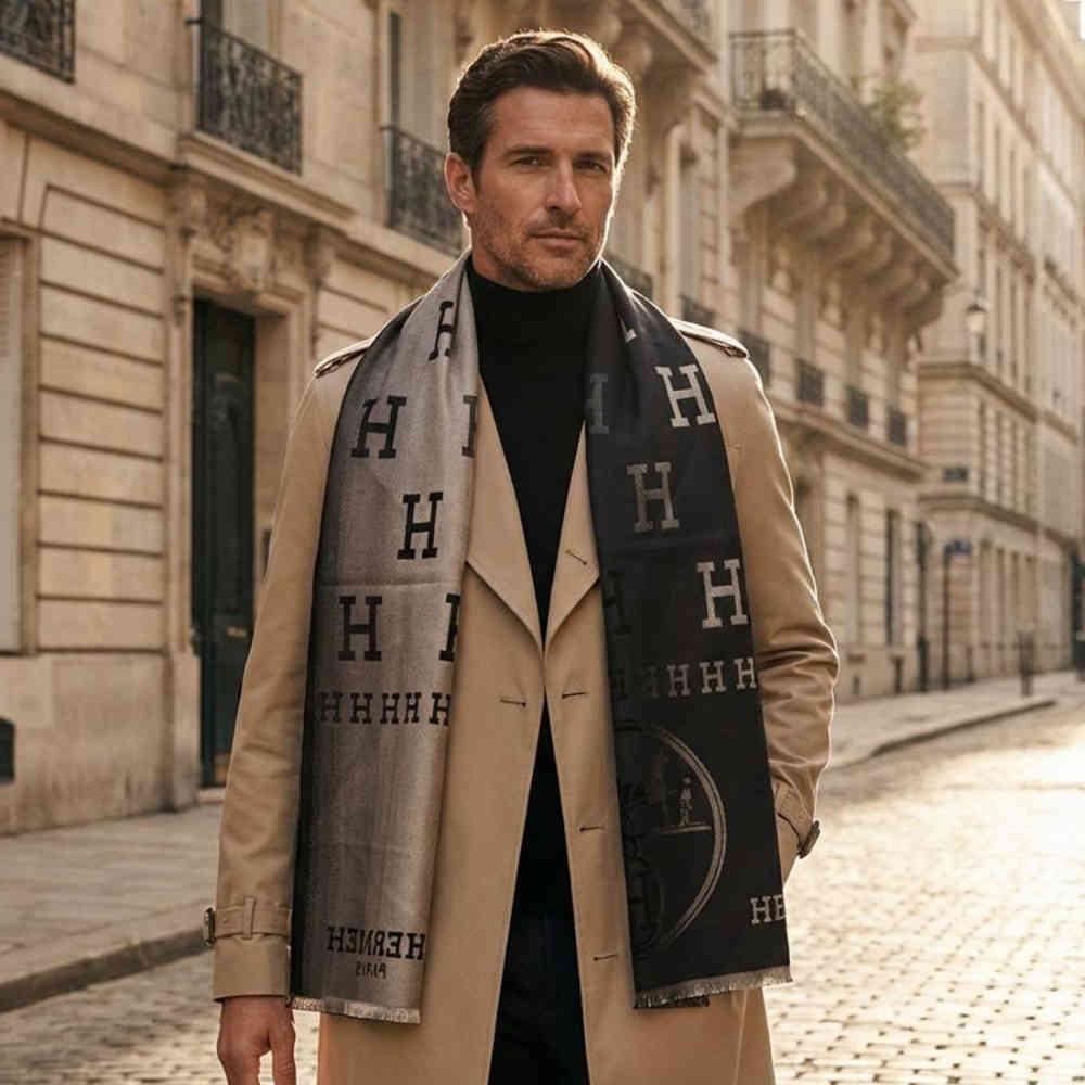 Hermes Black Cashmere Reversible Stole-thumb-1