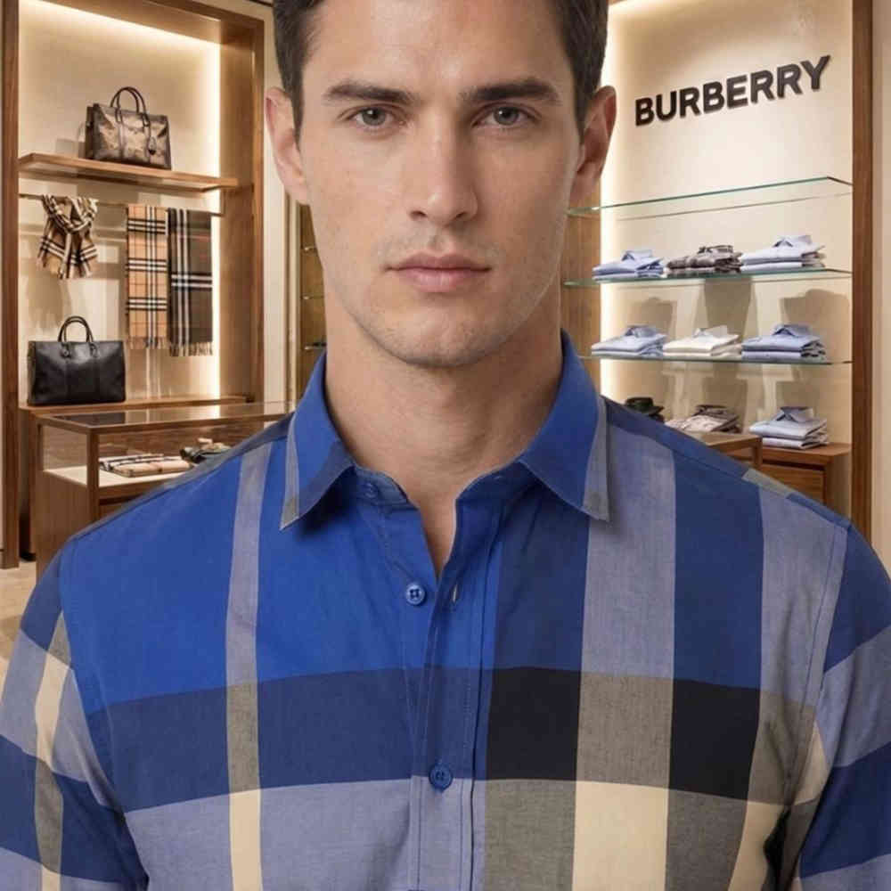 Burberry Blue Premium Quality Shirt-1