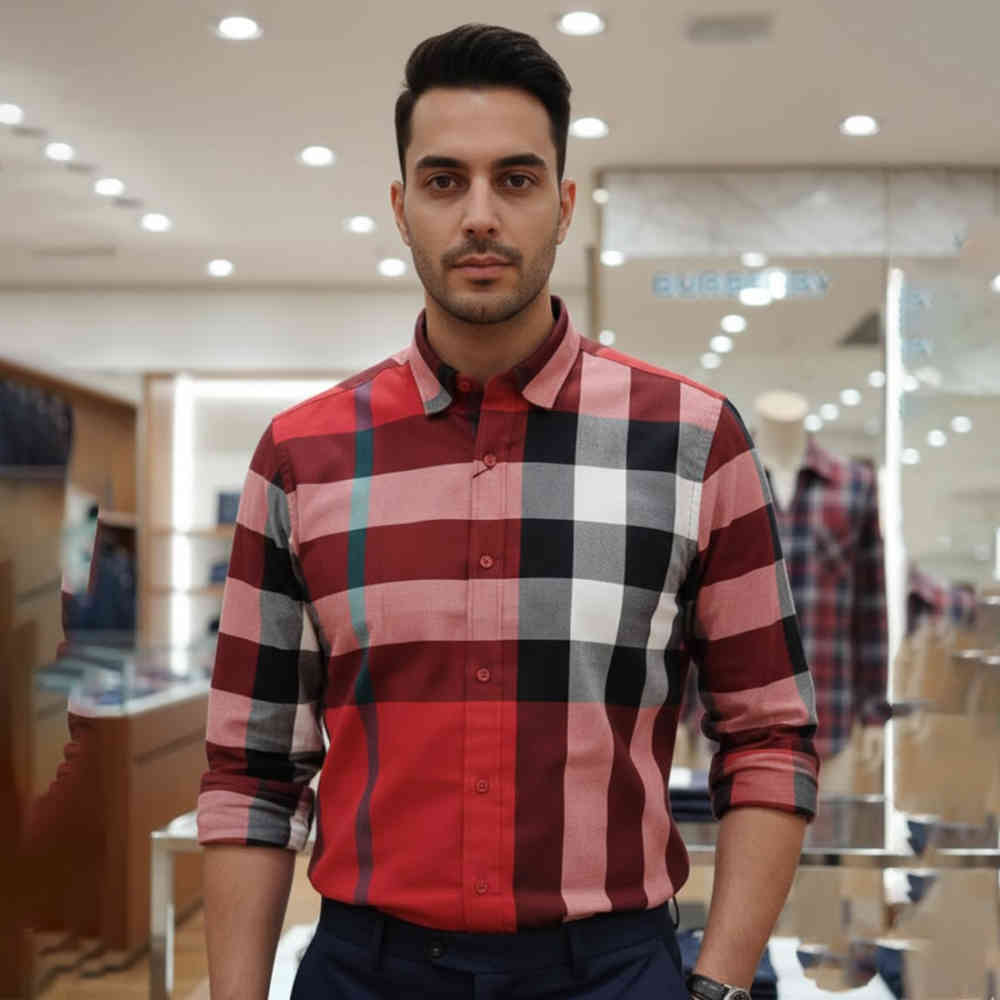 Red Burberry Blue & Green Premium Quality Shirt