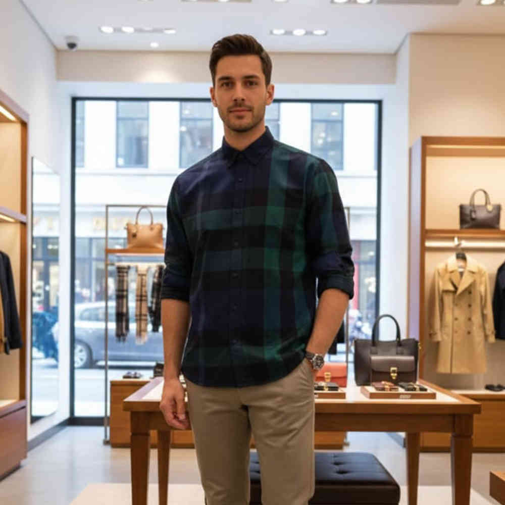 Burberry Blue & Green Premium Quality Shirt-2