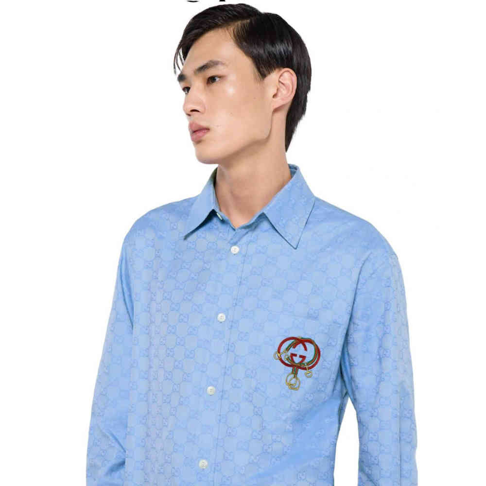Gucci Blue Premium Quality Cotton Shirt-thumb-1