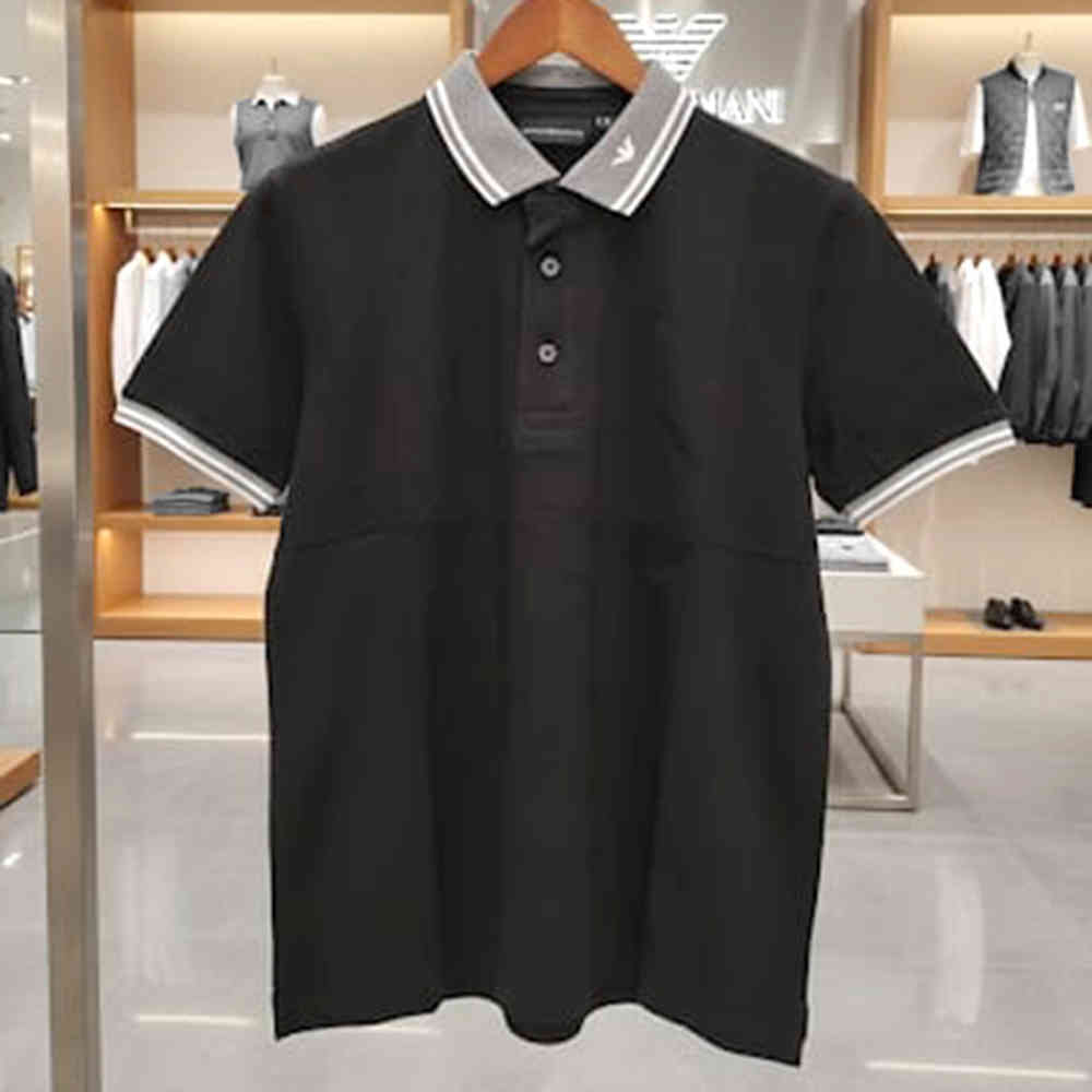 Emporio Armani Lycra Black Premium Collar T-shirt-1