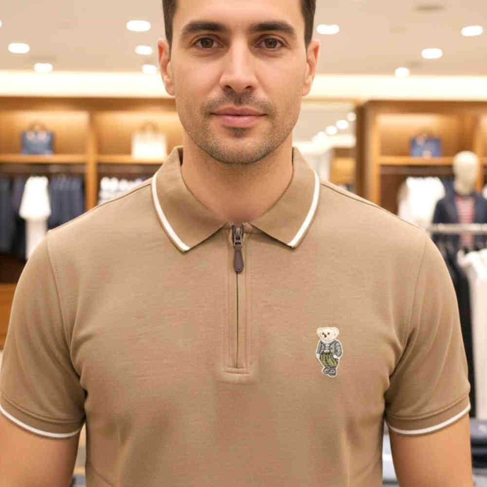 Beige Ralph Lauren White Premium Collar T-shirt