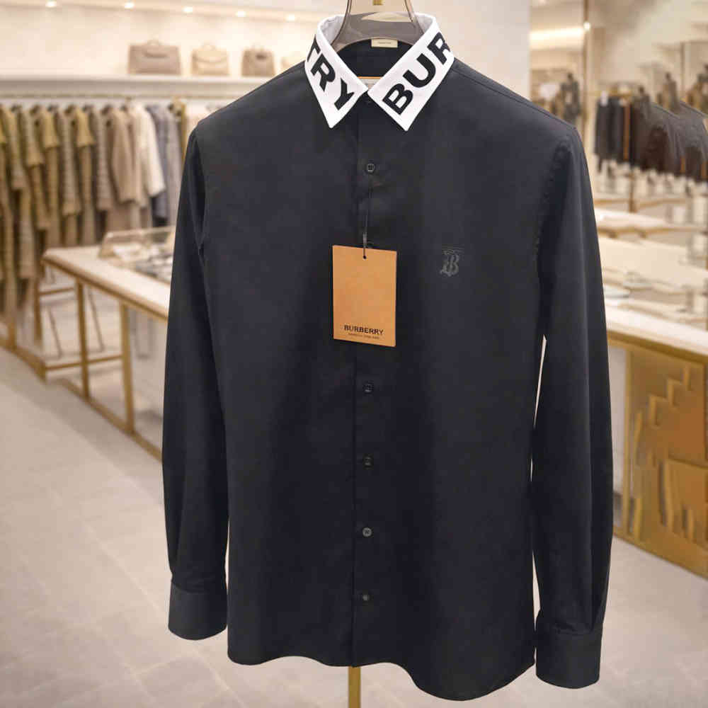 Black Burberry White Premium Cotton Shirt