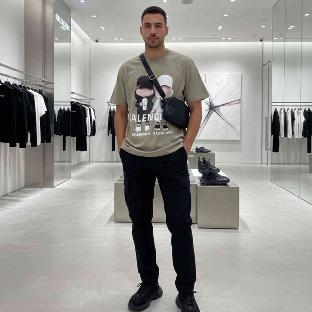 Balenciaga Beige Premium Quality T-shirt-2