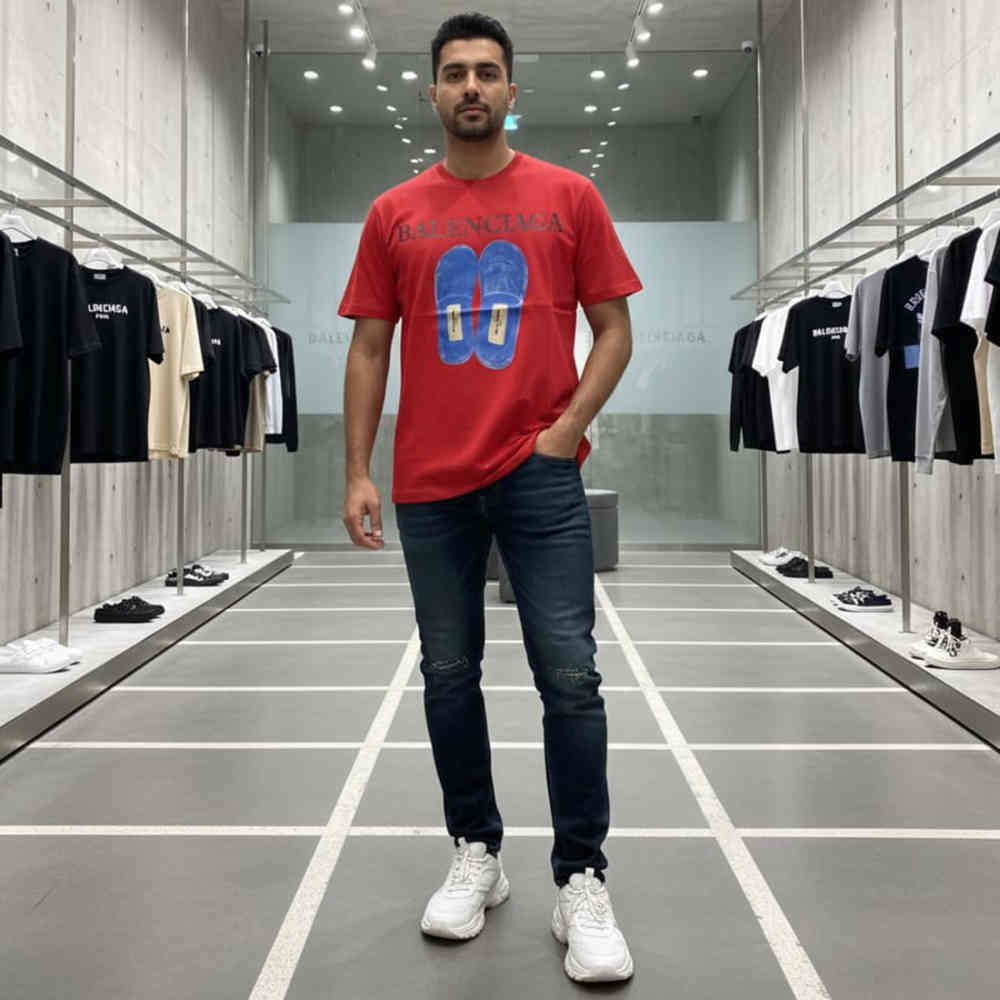 Balenciaga Red Premium Quality T-shirt-2