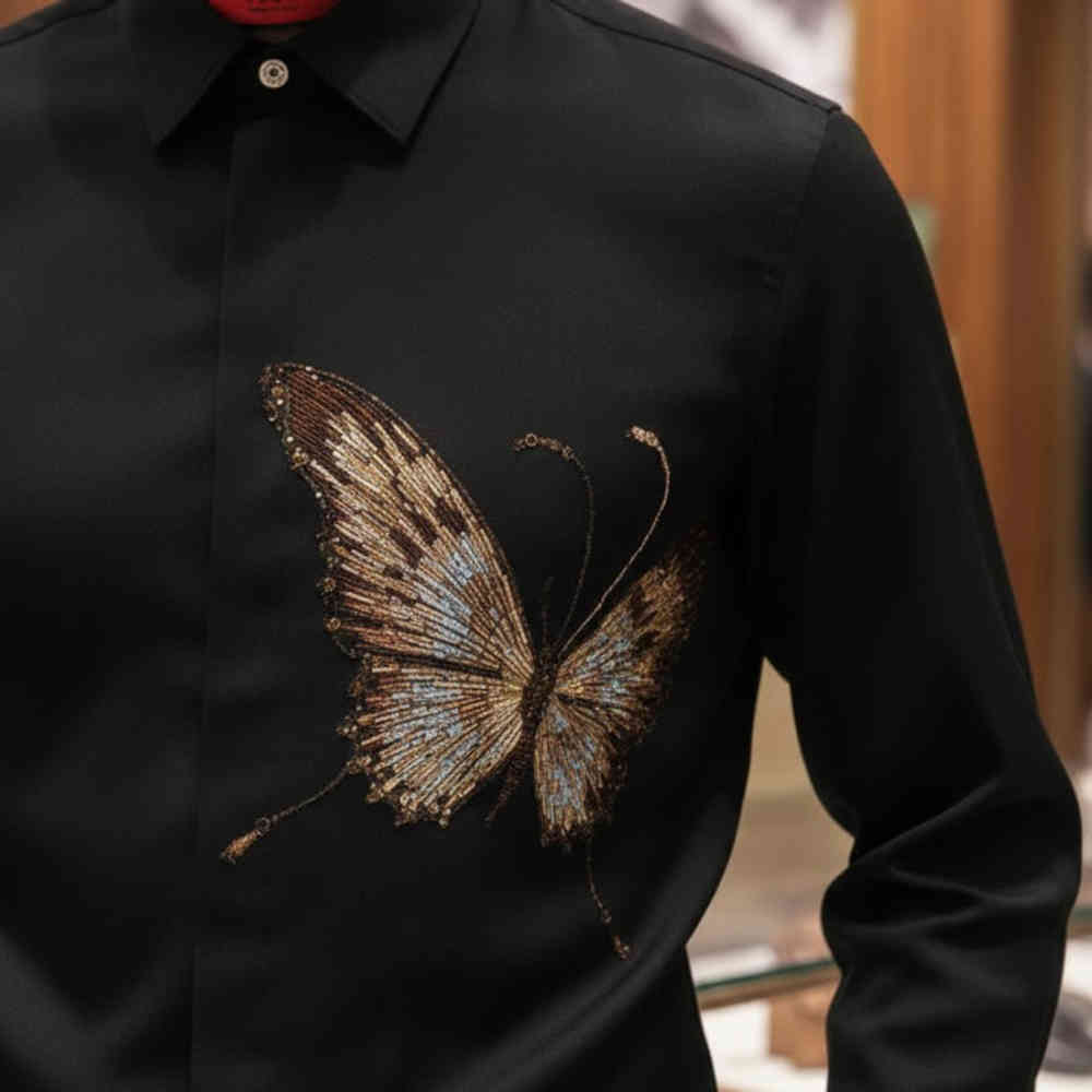 Gucci Butterfly Print Black Premium Shirt-thumb-2