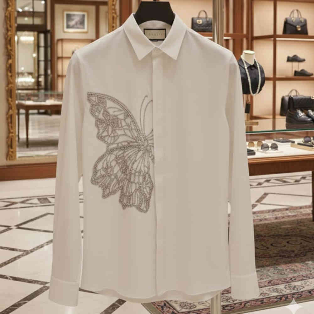 Gucci Butterfly Print White Premium Shirt-1