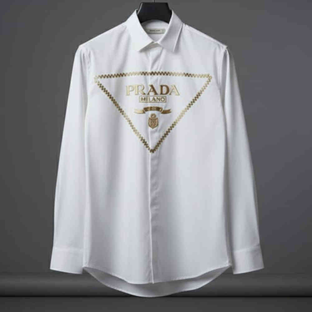 Prada White Premium Quality Cotton Shirt-thumb-1