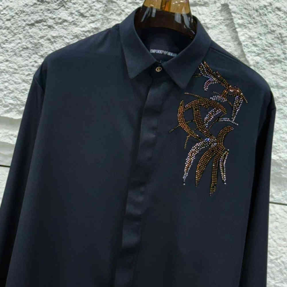 Emporio Armani Black Premium Quality Cotton Shirt-thumb-1