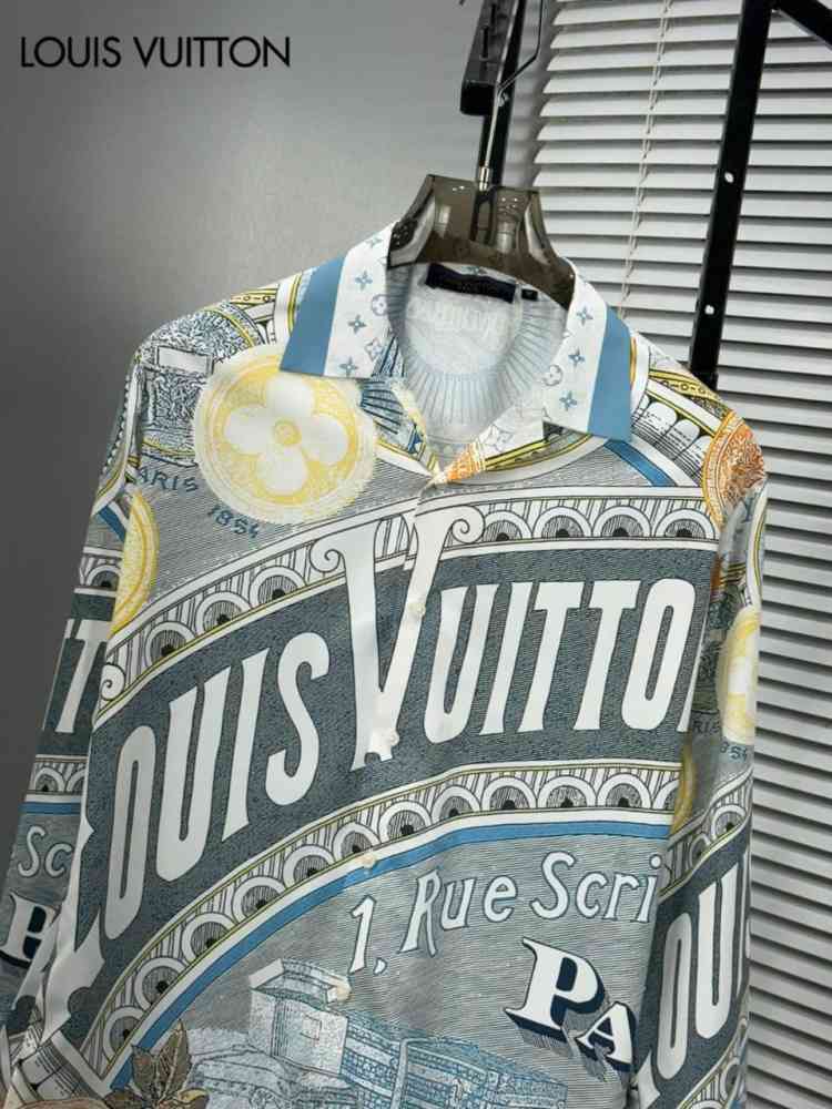 Louis Vuitton Monogram Blue Premium Cotton Shirt-1