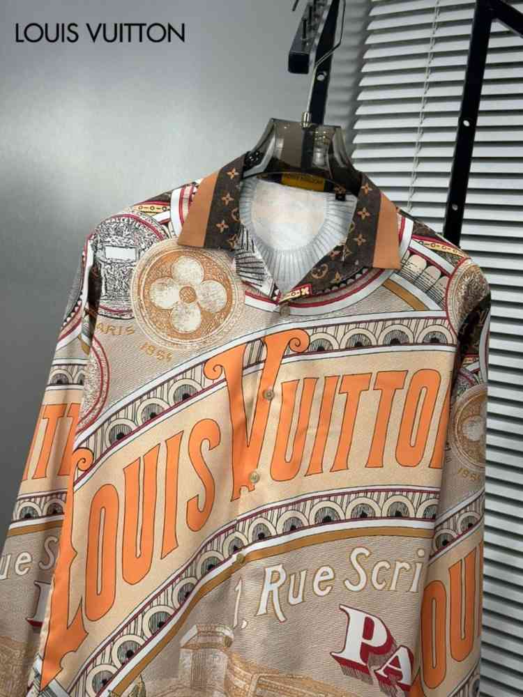 Louis Vuitton Monogram Orange Premium Cotton Shirt-1