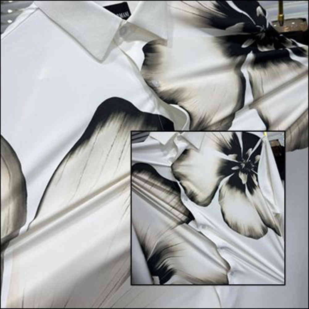 Emporio Armani Flower Print White Premium Stretchable Shirt-2