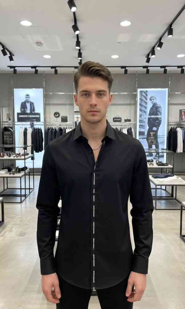 Armani Exchange Black Premium Quality Cotton Shirt-4