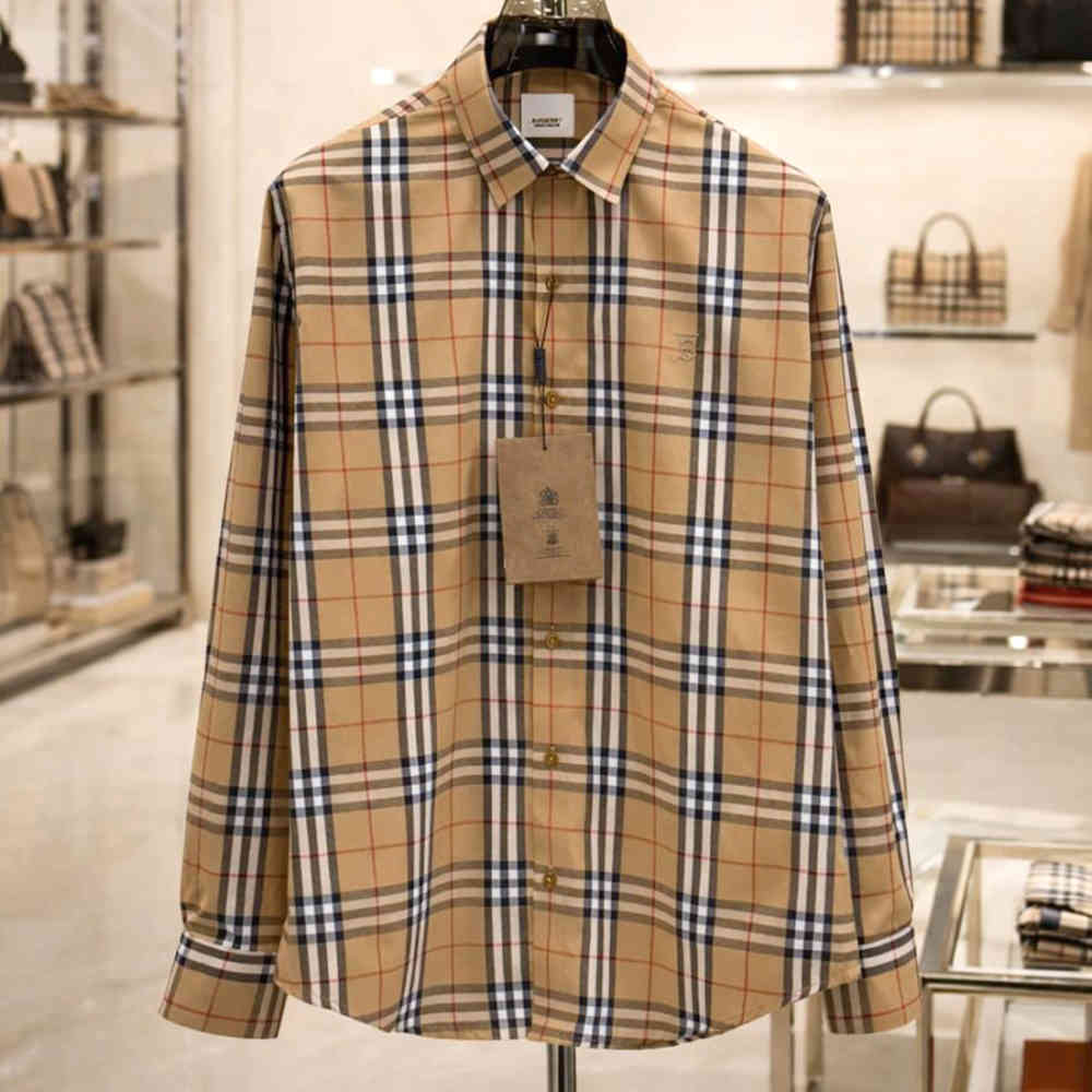 Brown Burberry Grey Check Premium Quality Shirt