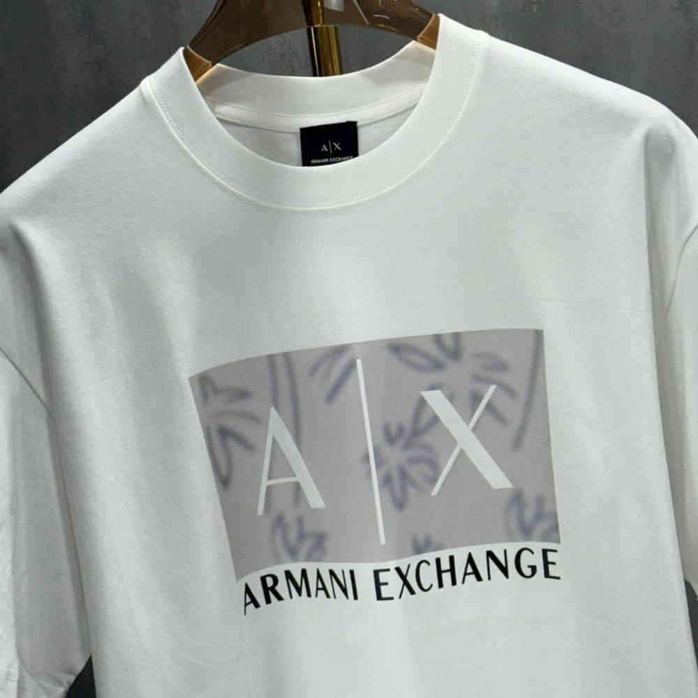 Armani Exchange White Premium Quality T-shirt-thumb-1