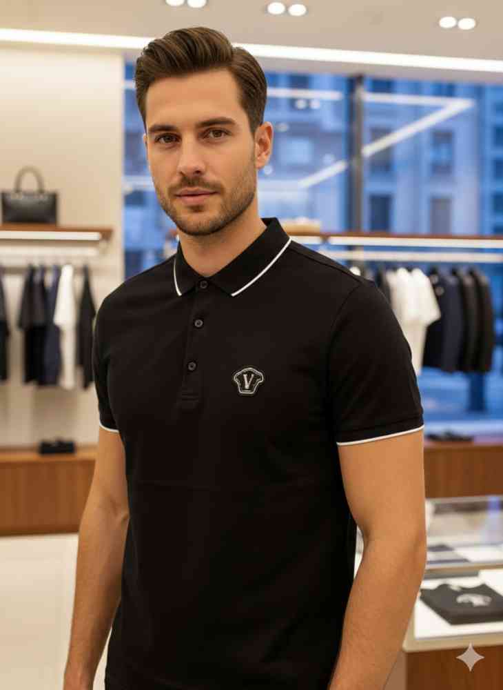 Black Versace White Premium Quality Polo T-shirt