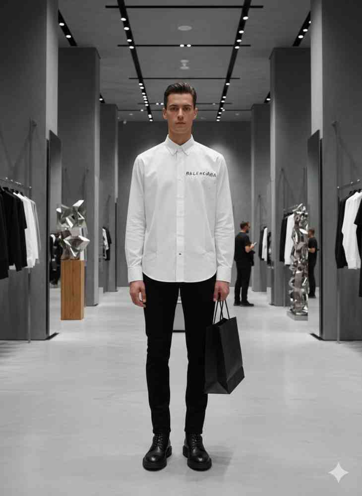 Balenciaga White Premium Quality Shirt-thumb-1