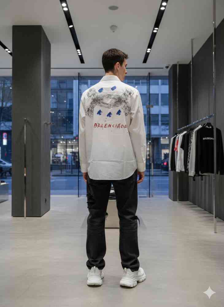 Balenciaga White Premium Quality Shirt-thumb-3