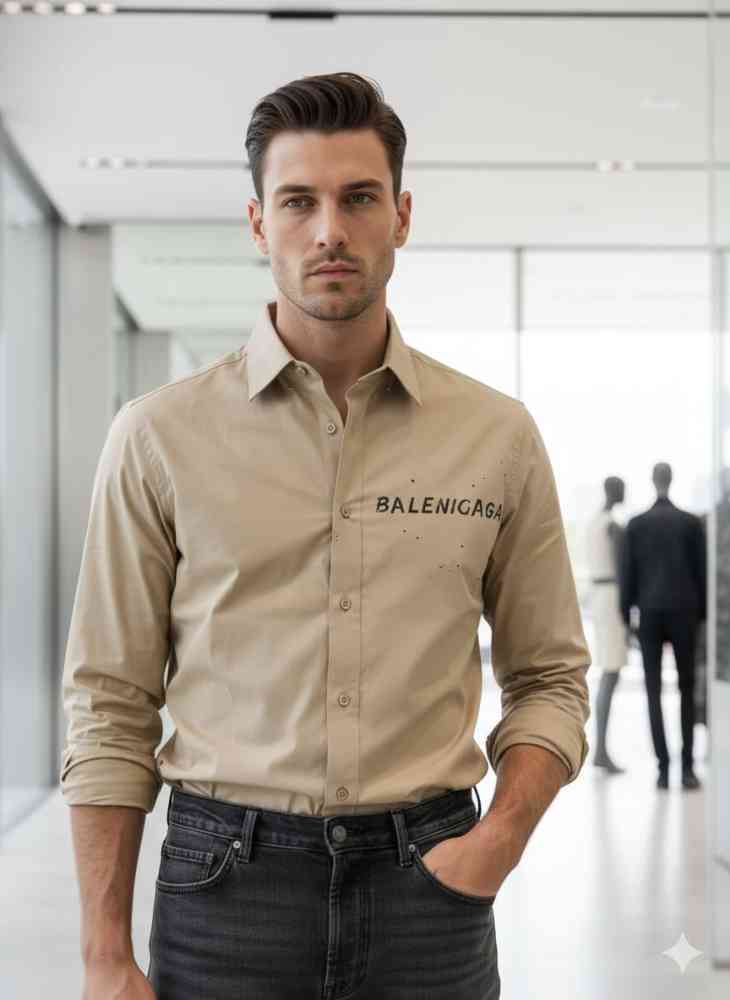 Brown Balenciaga Skyblue Premium Quality Shirt