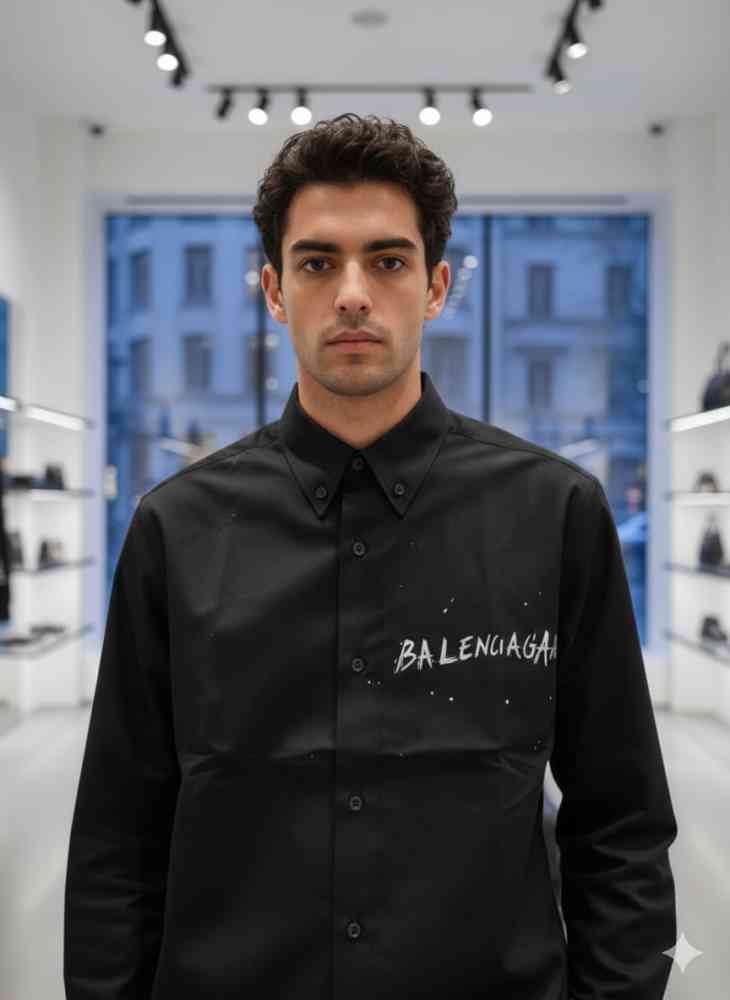 Black Balenciaga Skyblue Premium Quality Shirt