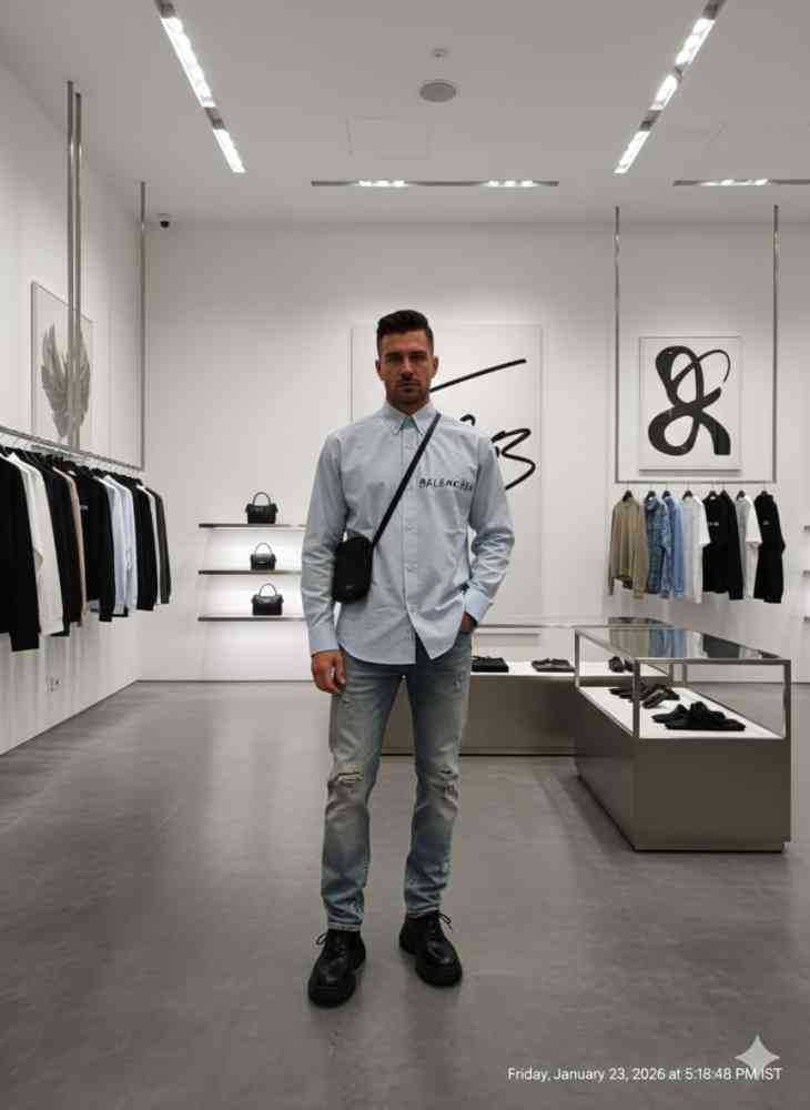 Balenciaga Skyblue Premium Quality Shirt-2