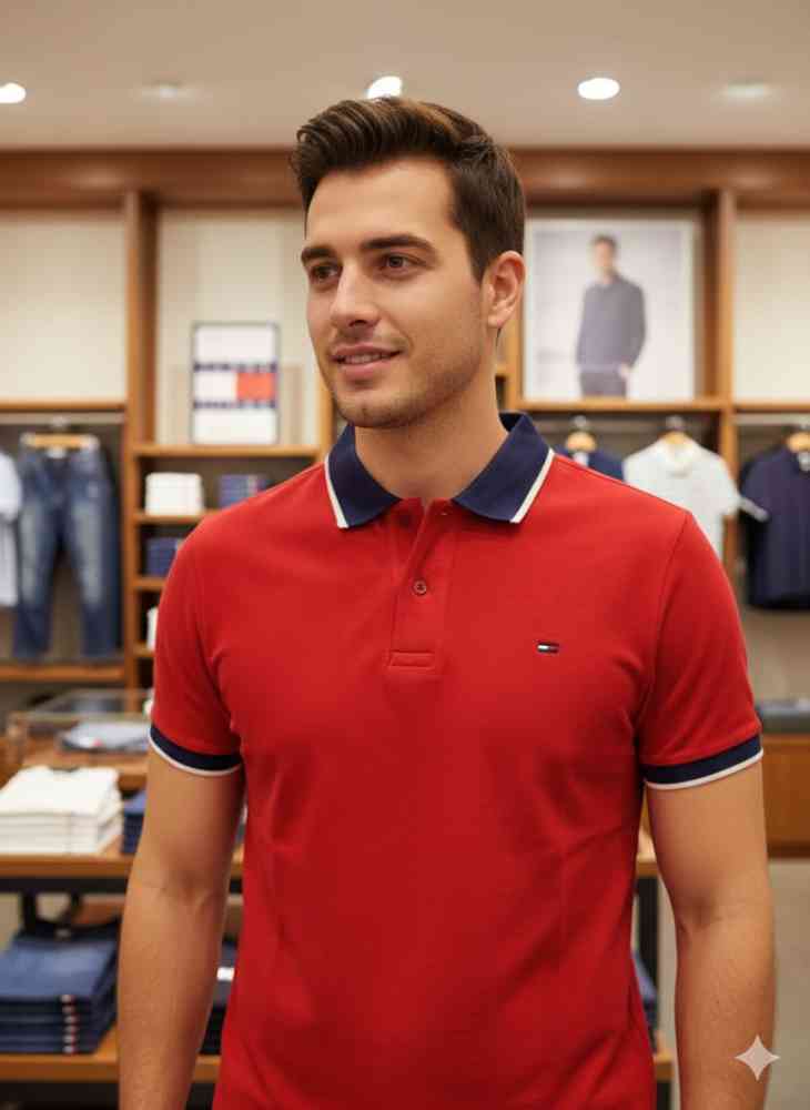 Tommy Hilfiger Red Premium Quality Tees-thumb-1