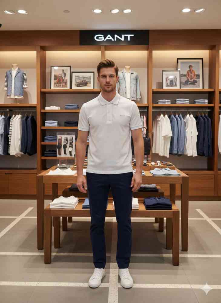 White Gant Grey Premium Quality T-shirt