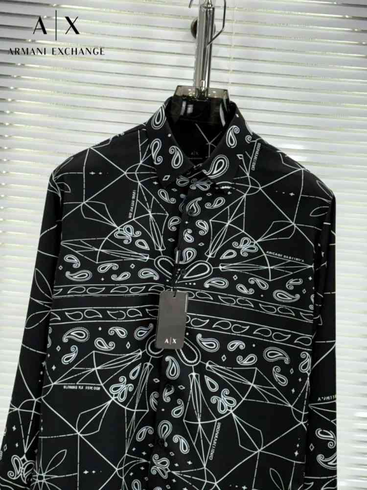 Armani Exchange Black Premium Quality Cotton Shirt-thumb-1
