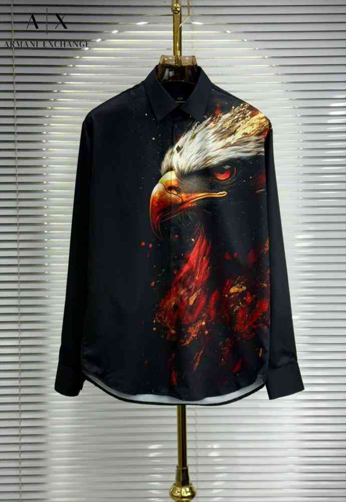 Armani Exchange Black Premium Eagle Printed Quality Shirt-thumb-0