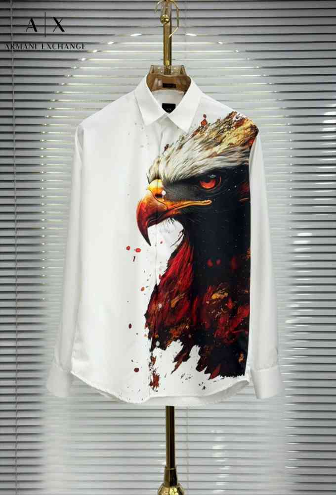 White Armani Exchange Black Premium Eagle Printed Quality Shirt