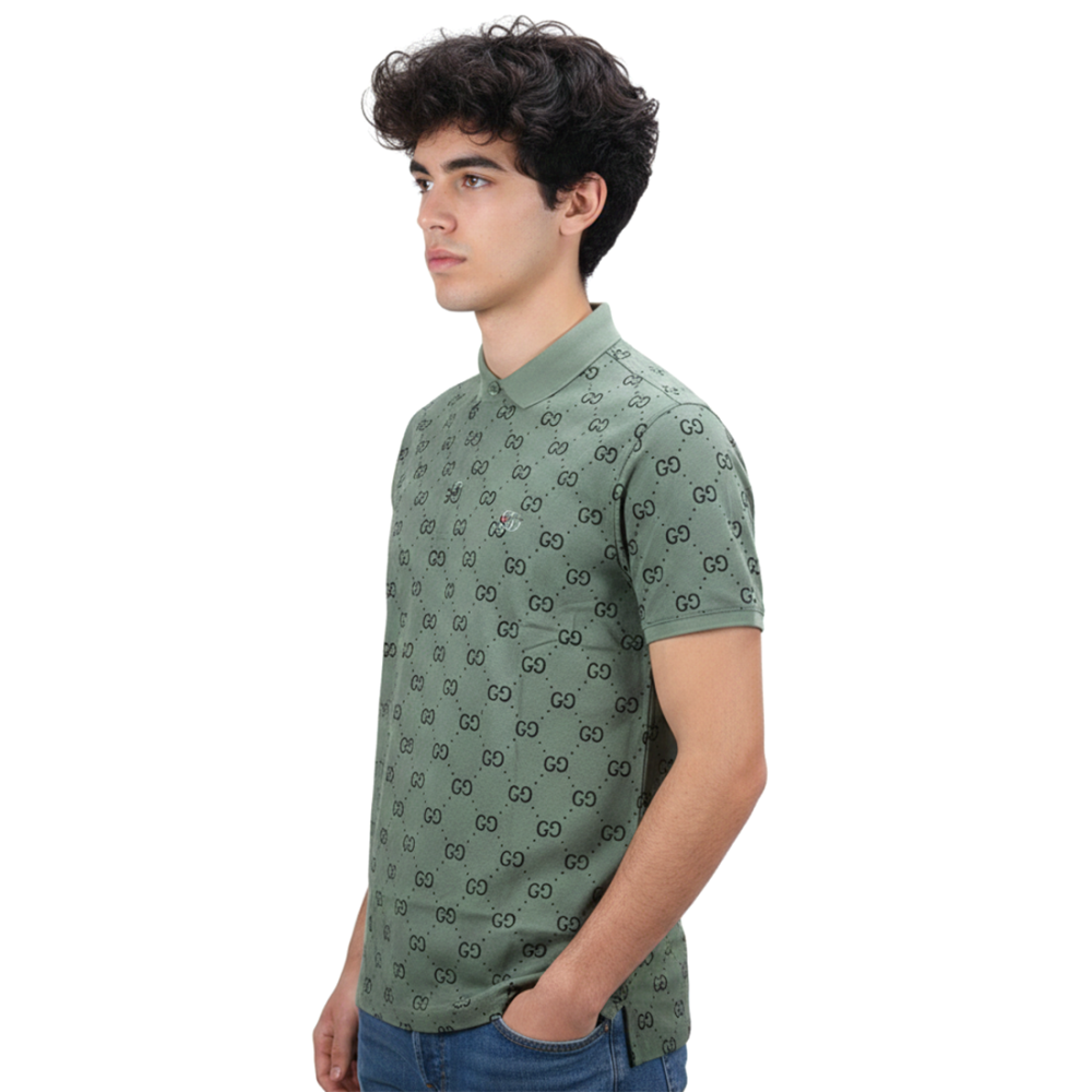 Green Gucci White Premium Quality Polo Tees
