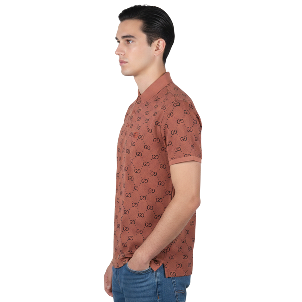 Brown Gucci White Premium Quality Polo Tees