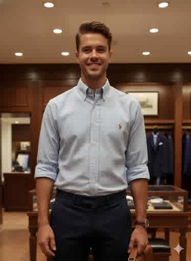 Ralph Lauren Blue Premium Quality Cotton Shirt-thumb-1