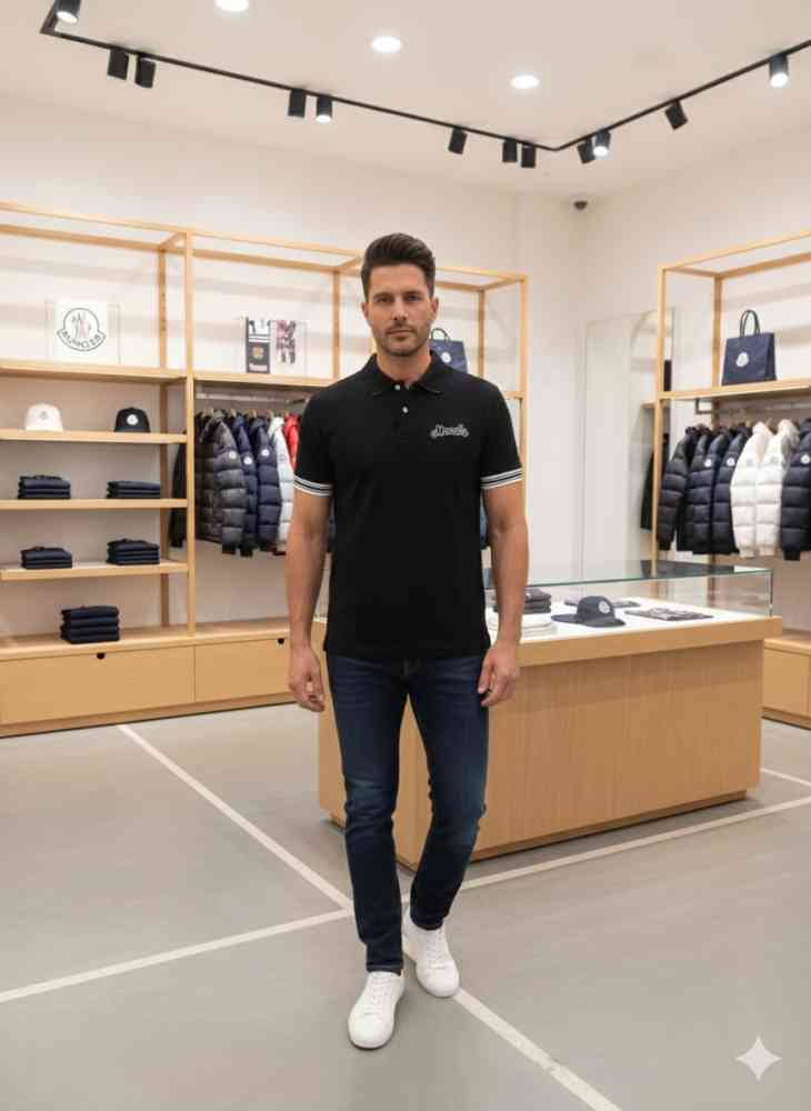 Black Moncler White Premium Quality T-shirt