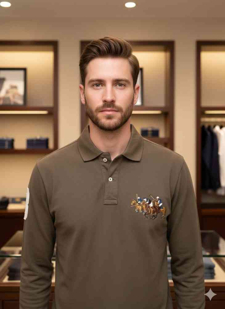 Ralph Lauren Brown Premium Collar T-shirt-1