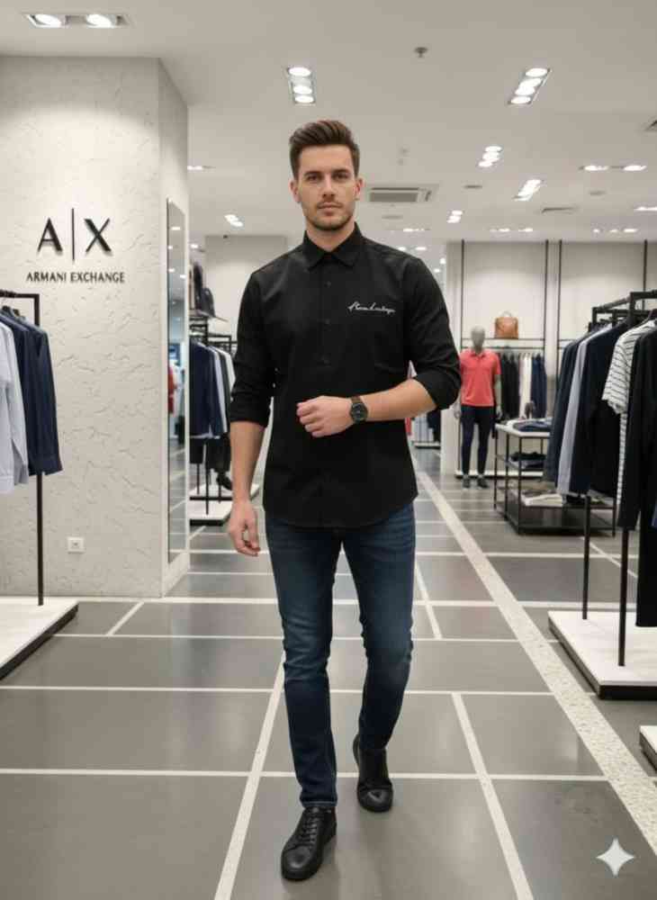 Black Armani Exchange White Premium Quality Cotton Shirt