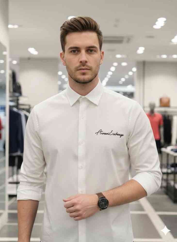 Armani Exchange White Premium Quality Cotton Shirt-1