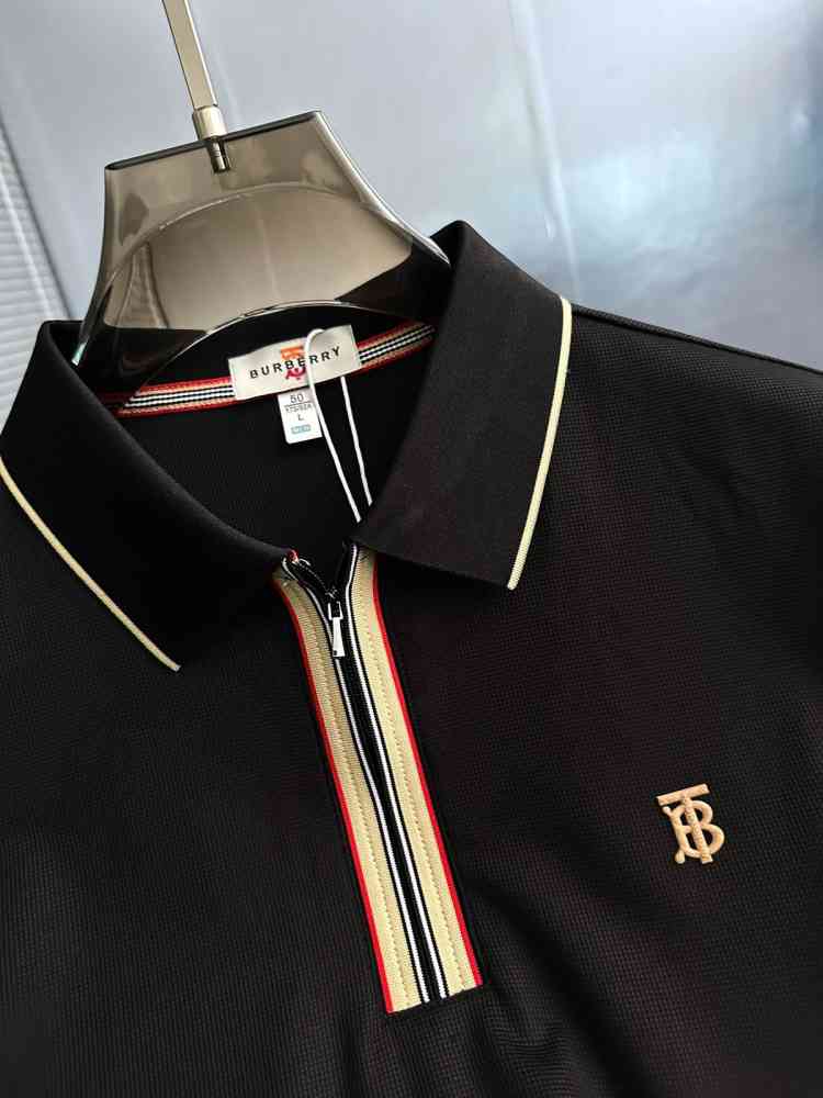 Burberry Black Premium Exclusive Polo T-shirt-thumb-3
