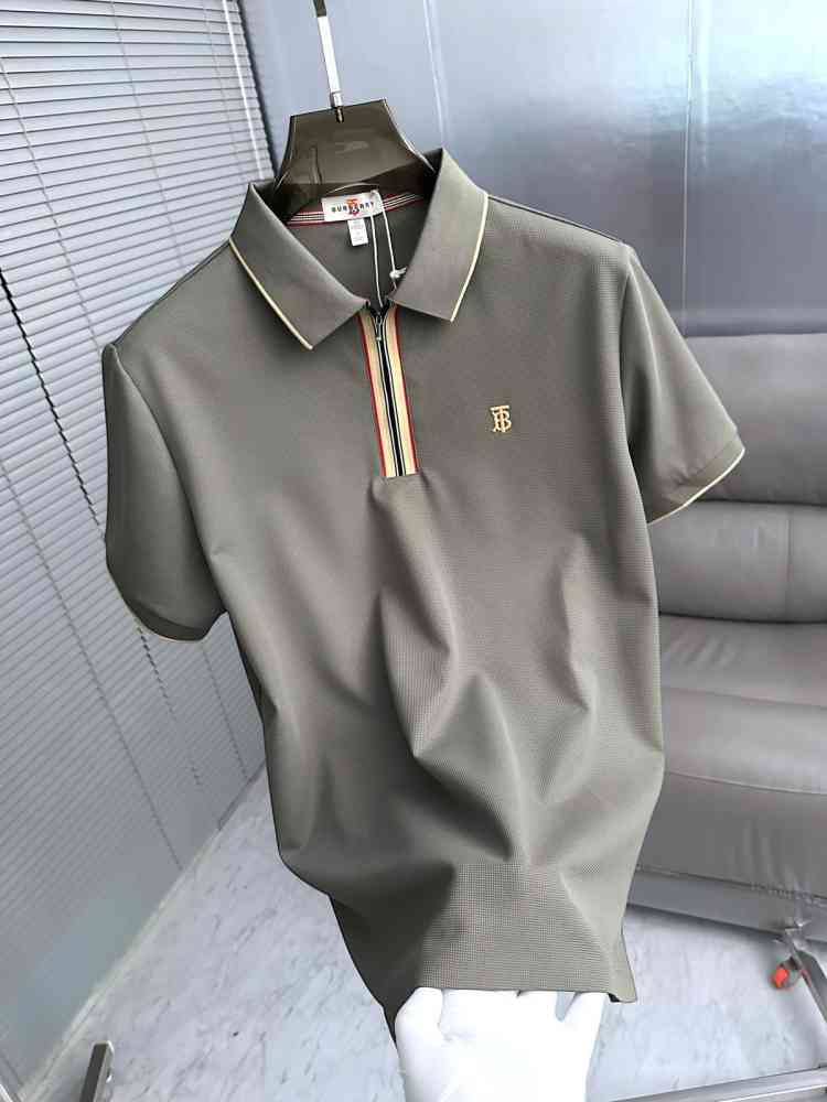 Grey Burberry White Premium Exclusive Polo T-shirt