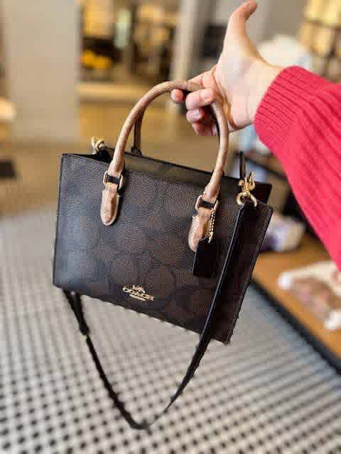 Coach Maggie Embossed Brown Crossbody Bag-thumb-0