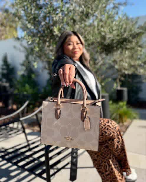 White Coach Maggie Embossed Brown Crossbody Bag