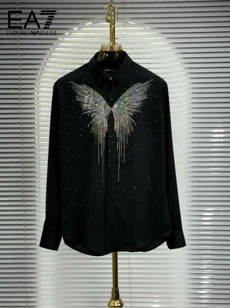Emporio Armani butterfly Print Black Premium Shirt-thumb-0