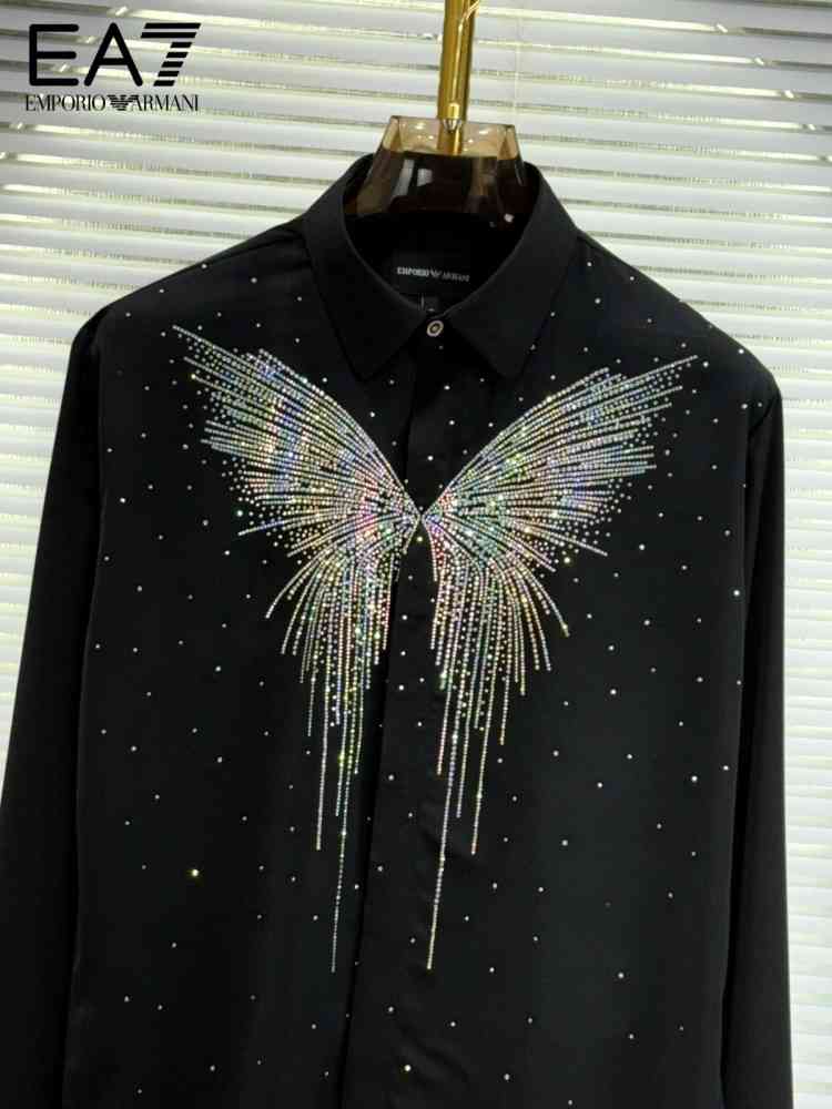 Emporio Armani butterfly Print Black Premium Shirt-thumb-1